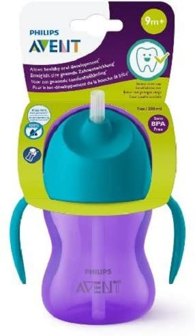 Avent Bendy Straw Cup, Purple/Teal, 7 oz