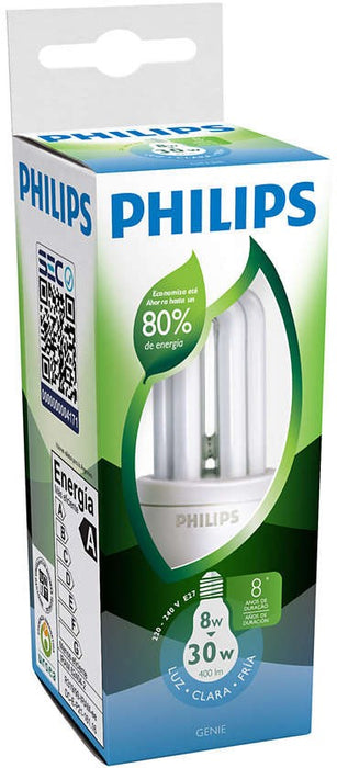 Philips Genie White Light Bulb, 8 YR, 110V 8W, 1 ct