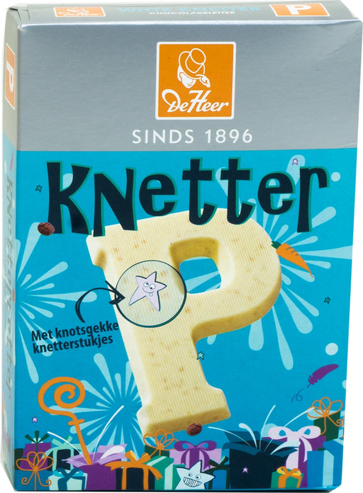 De Heer Chocolate Letter, White Crunch, 65 gr