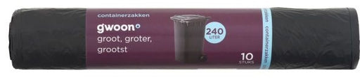 Gwoon Containerzakken Trash Bags, 240 L, 10 ct