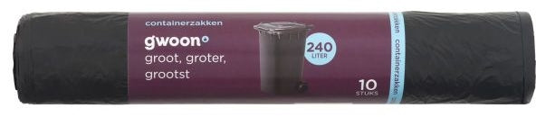 Gwoon Containerzakken Trash Bags, 240 L, 10 ct