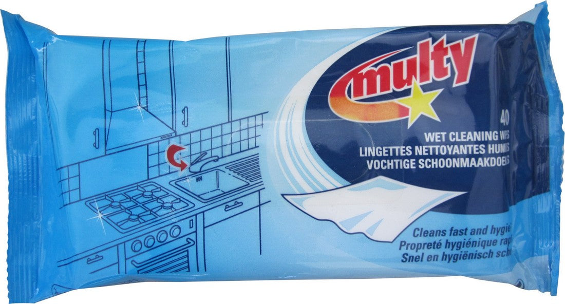 Multy Wet Cleaning Wipes, 40 ct