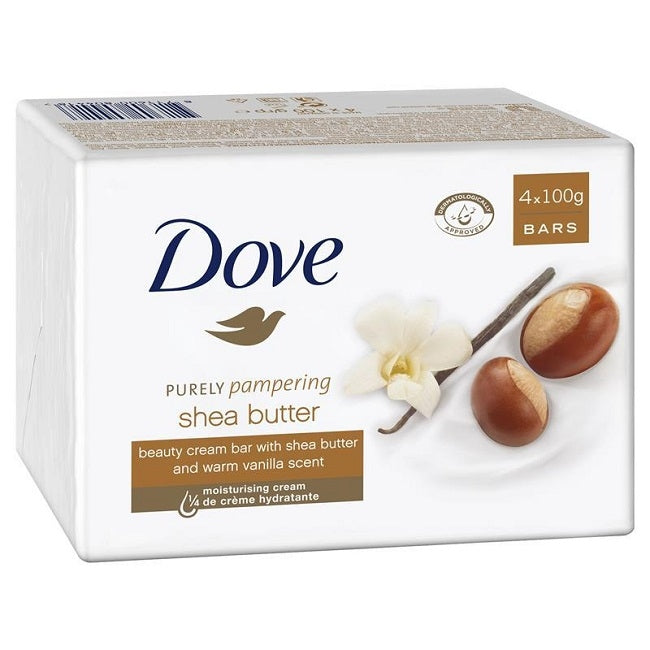 Dove Purely Pampering Shea Butter Bar Soaps, 4-Pack, 4 x 100 gr