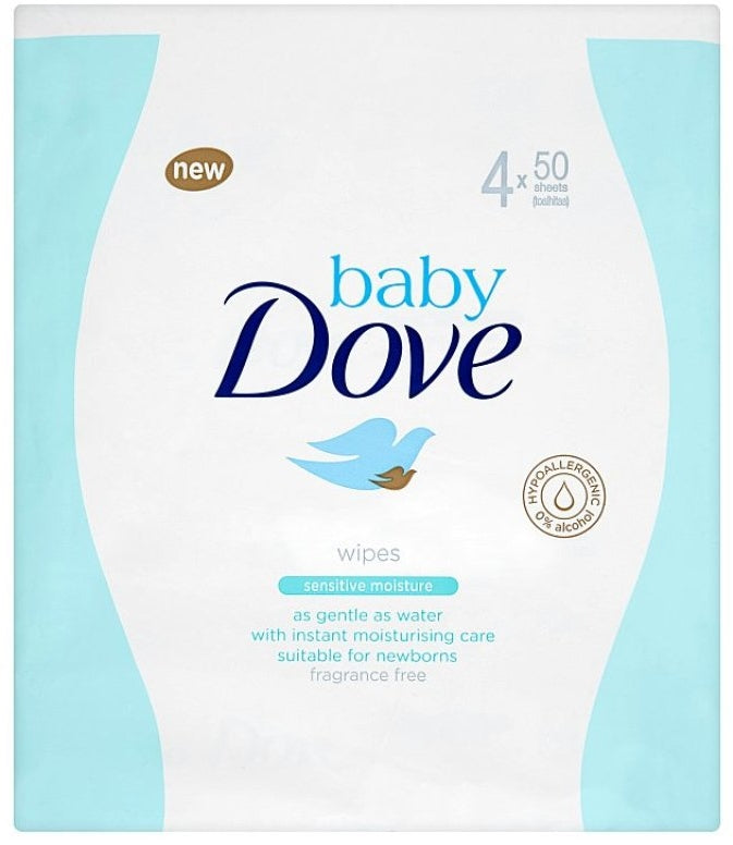 Dove Sensitive Moisture Baby Wipes Value Pack, 4 x 50 ct