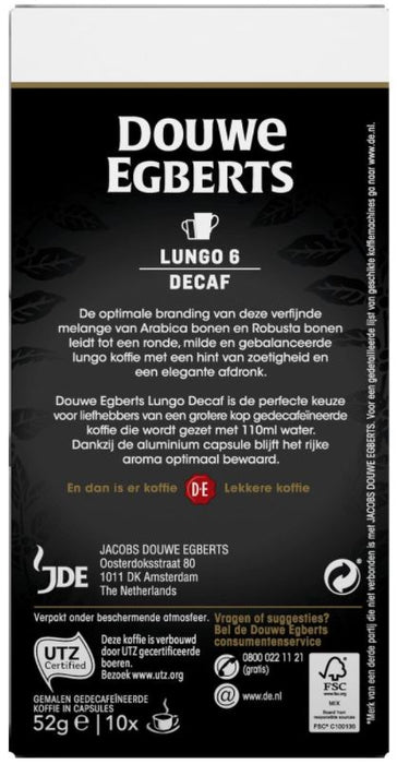 Douwe Egberts Lungo Decaf Coffee Cups , 10 ct