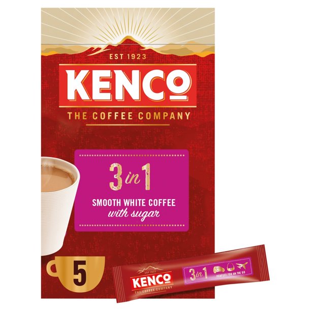 Kenco 3-In-1 White Instant Coffee With Sugar Satchets , 5 x 20 gr