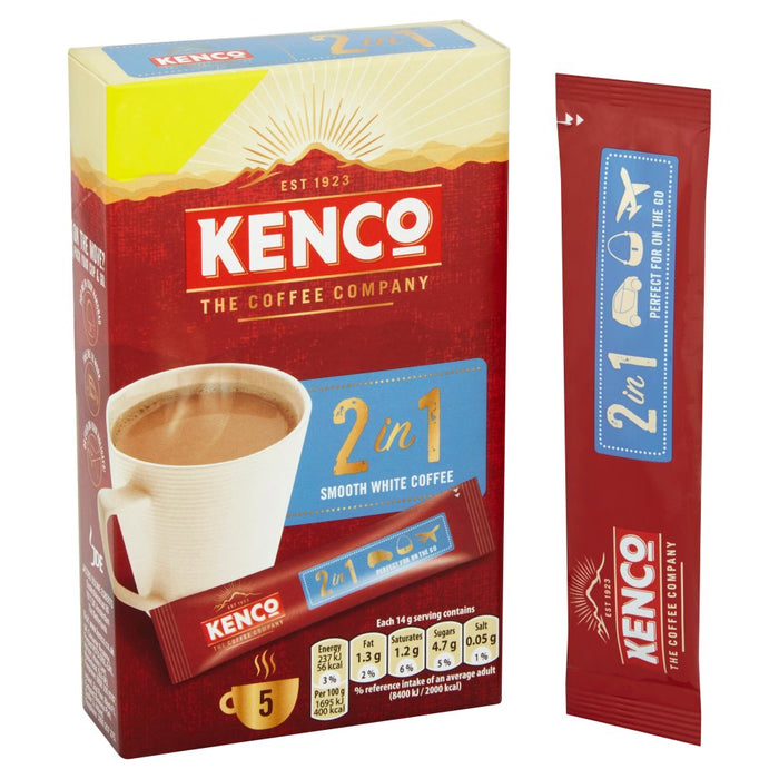 Kenco 2-In-1 White Instant Coffee With Sugar Satchets , 5 x 14 gr