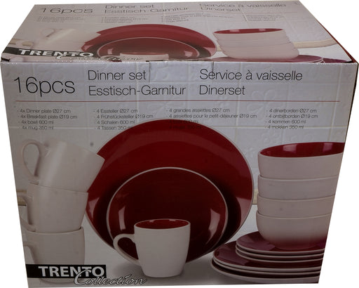 Trento 16-Piece Dinner Set, Red, 16 pcs