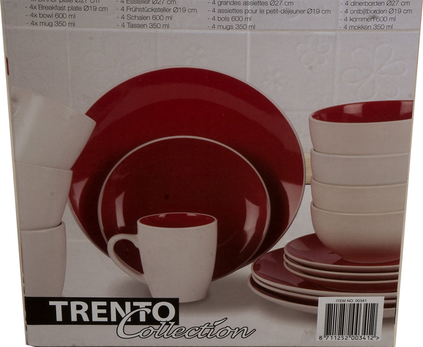 Trento 16-Piece Dinner Set, Red, 16 pcs