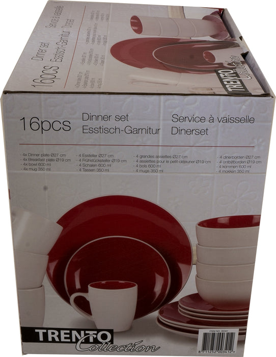 Trento 16-Piece Dinner Set, Red, 16 pcs