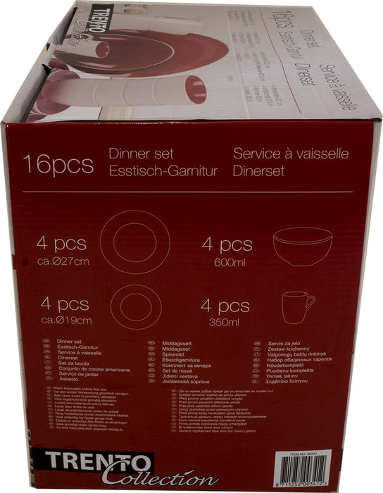 Trento 16-Piece Dinner Set, Red, 16 pcs