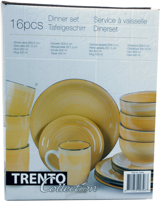 Trento 16-Piece Dinner Set, Yellow, 16 pcs