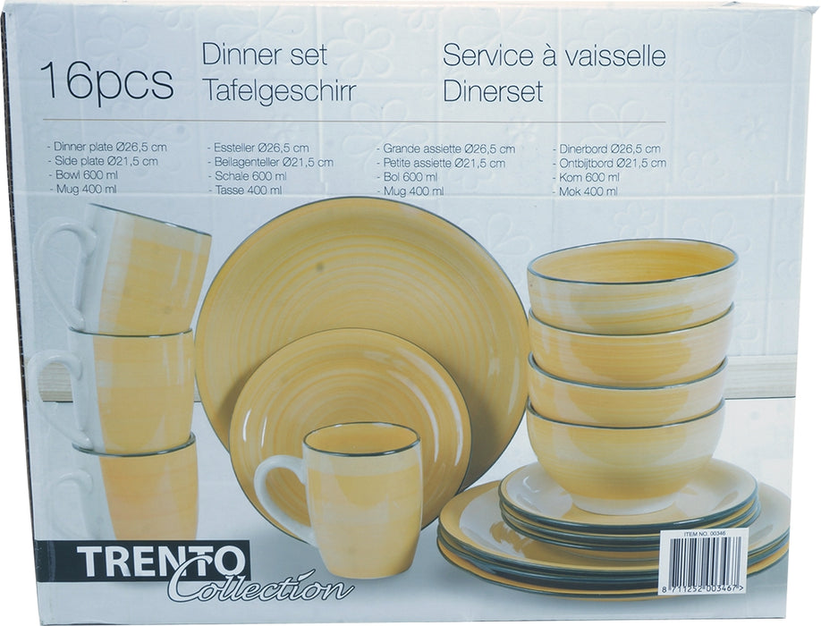 Trento 16-Piece Dinner Set, Yellow, 16 pcs