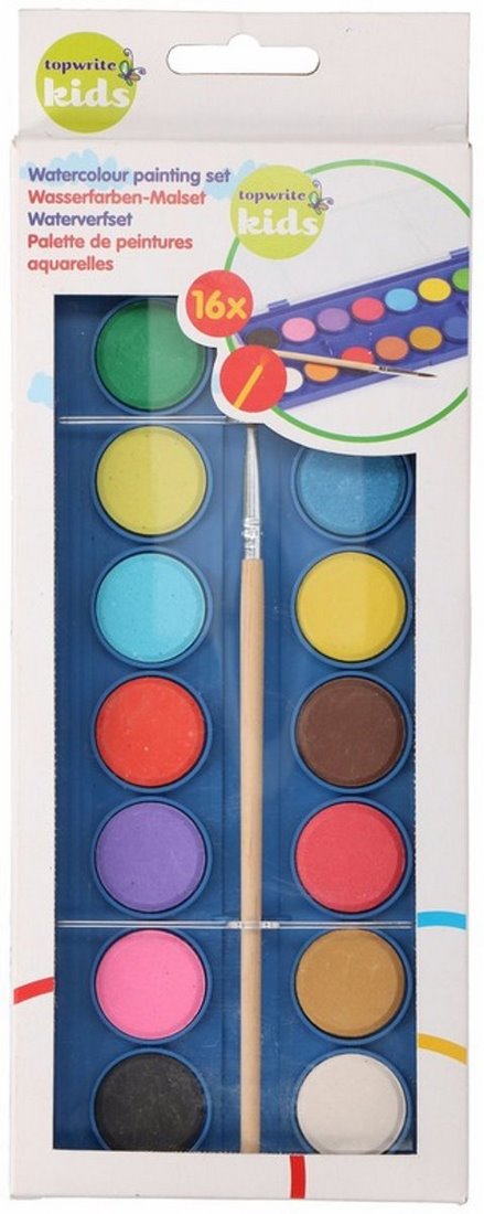 Topwrite Kids 16-Piece Watercolour Painting Set, 16 pcs