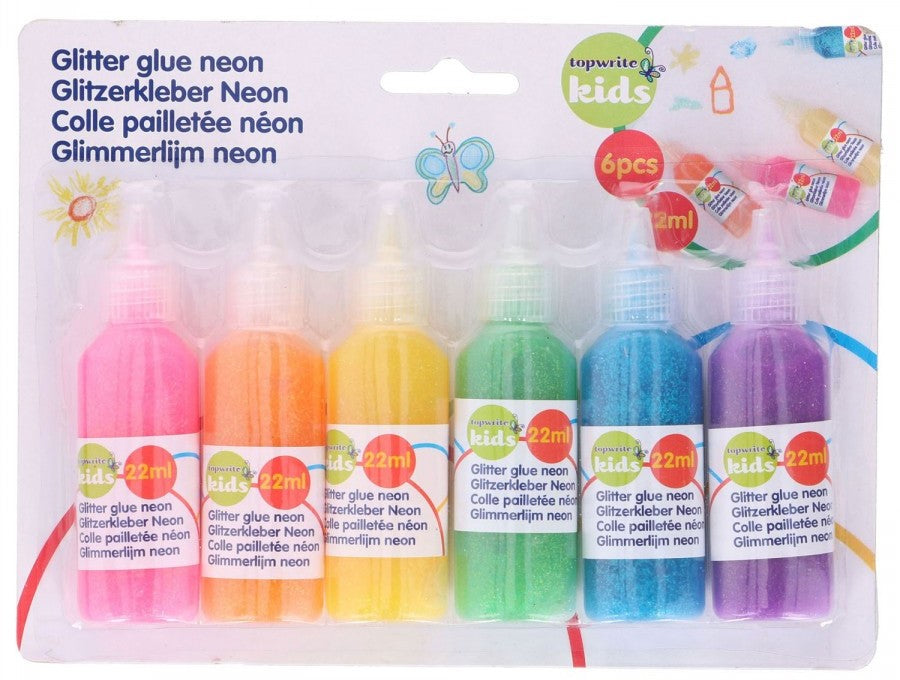 Topwrite Glitter Glue, 6 x 22 ml