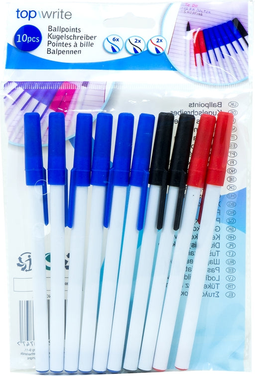 Top Write Ballpoint Pens Value Pack, 10 ct