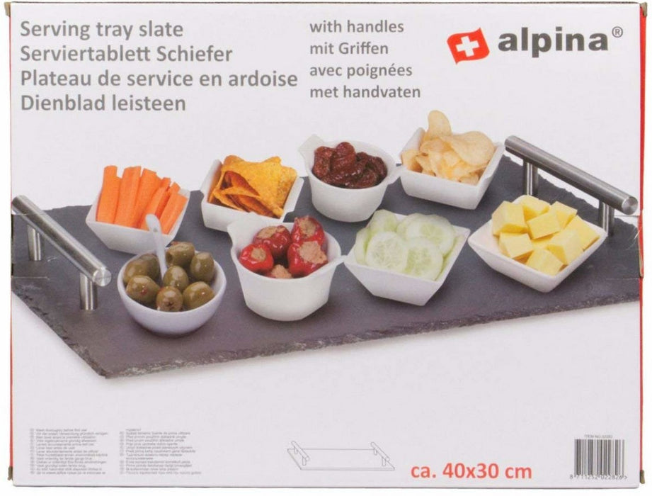 Alpina Serving Tray Slate with Handles, 40 x 30 cm