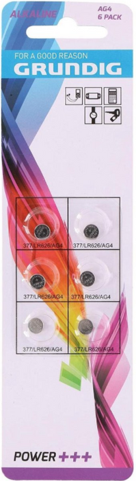 Grundig Button Cell Batteries, AG4, 6 ct