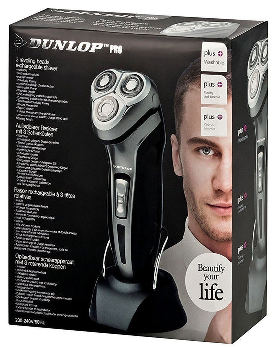 Dunlop Pro 3 Revoling Heads Rechargeable Shaver, 220 V, 