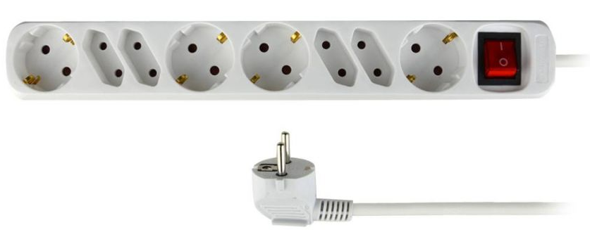 Grundig 8-Way Power Strip With Switch , 1 pc