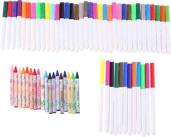 Top Write Kids Drawing Set With Felt-Tips Pens & Chalks , 65 pcs