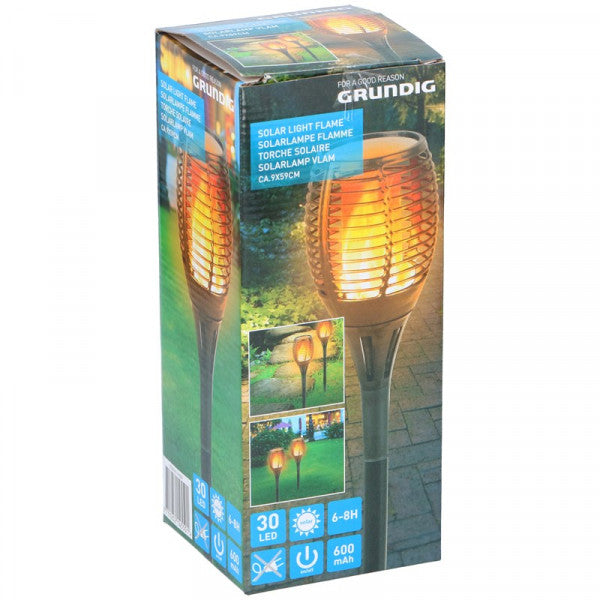 Grundig Solar Light Flame Effect Outdoor Lamp, 30 LED 600mAh , 1 pc