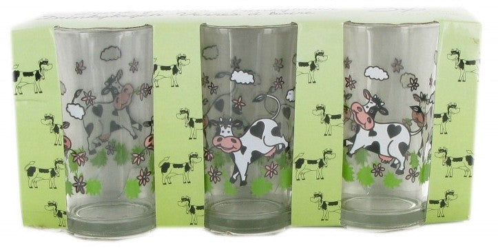 Drink Glasses Cow Print, 3 x 230 ml