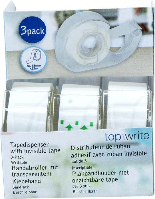 Top Write Invisible Tape with Dispenser Value Pack, 3 pc