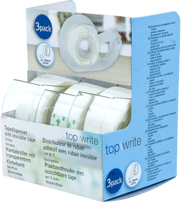 Top Write Invisible Tape with Dispenser Value Pack, 3 pc