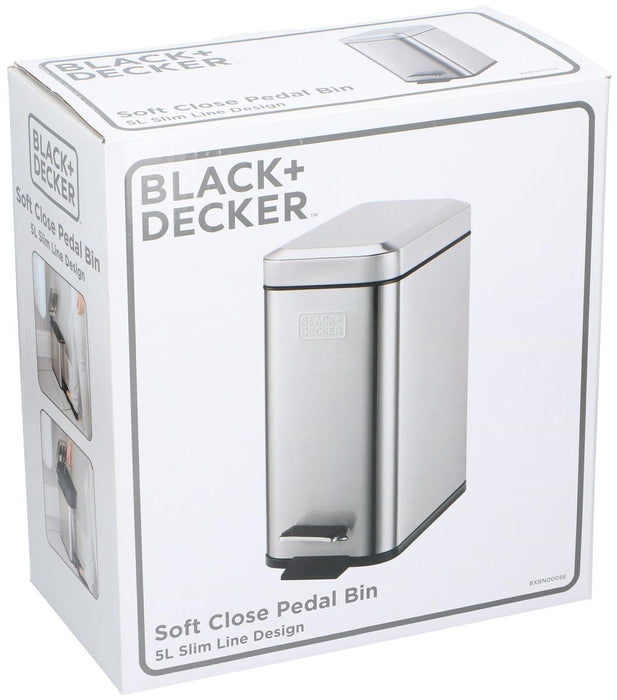 Black+Decker Soft Close Pedal Bin, 5 L