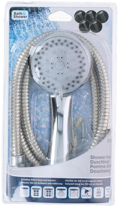 Bath & Shower Head Including Hose, 5 Water Levels , 2 pcs