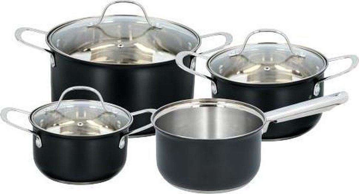 Alpina Stainless Steel Cookware Set, Black, 7 pcs