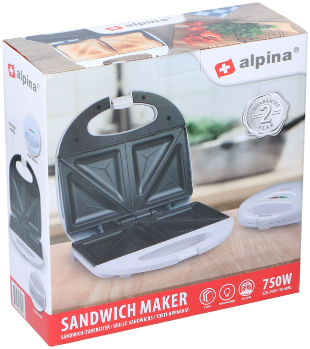 Alpina White Sandwich Maker, 750 Watts, 1 pc