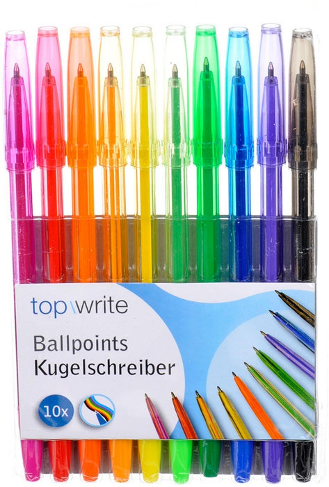 Top Write Rainbow Colored Ball Pens, 10 ct