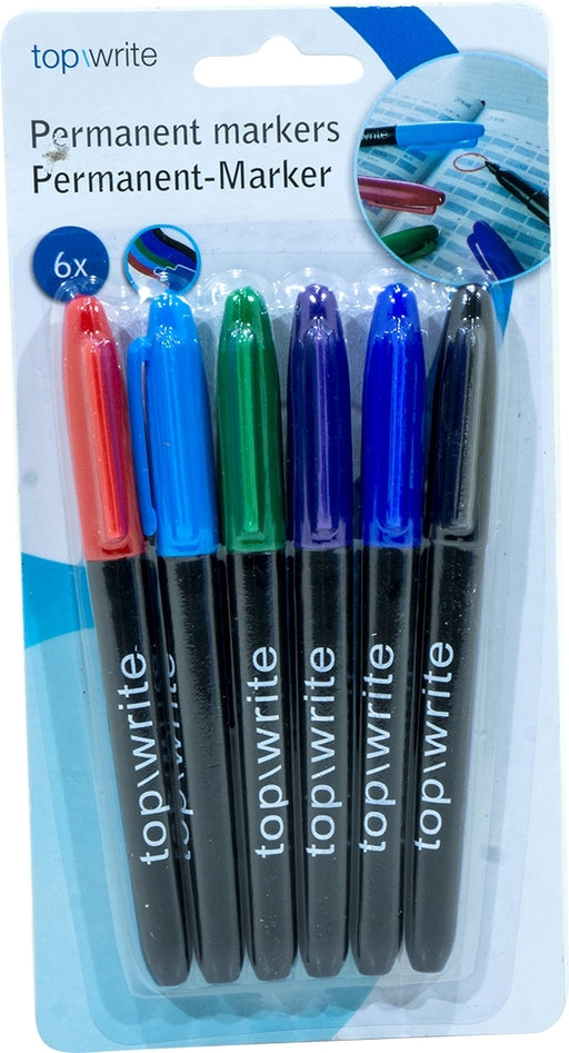 Top Write Permanent Markers, 6 pc