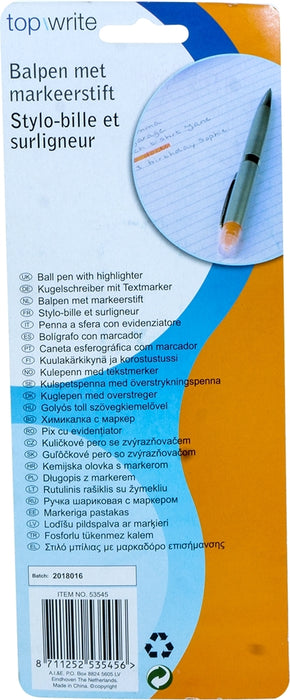 Top Write Ball Pen with Highlighter, 