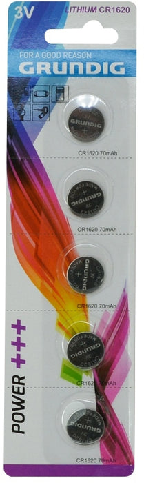 Grundig 3V Buttom Cell Batteries CR1620, 5 pcs
