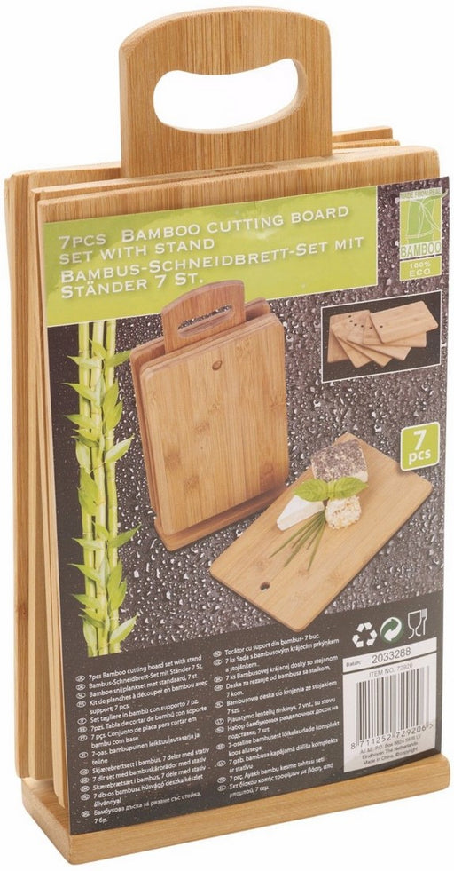 Bamboo Cutting Board Set with Stand, 7 pcs