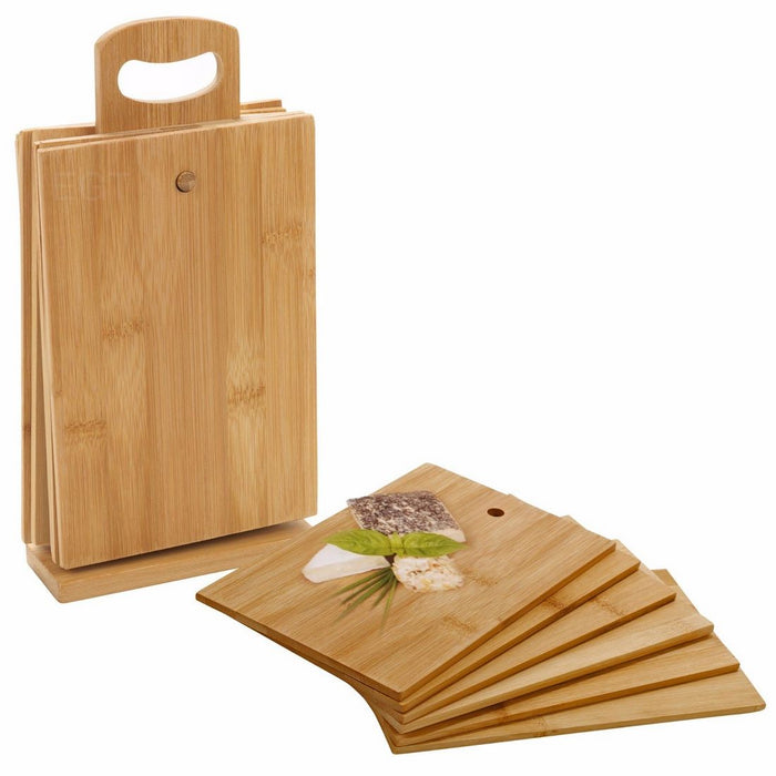 Bamboo Cutting Board Set with Stand, 7 pcs