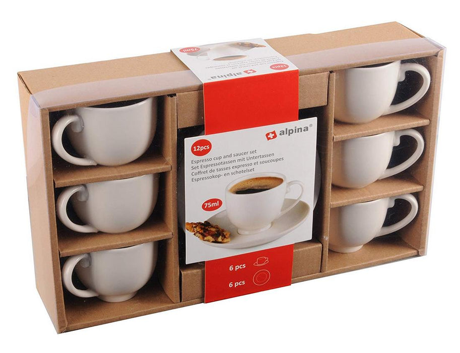 Alpina Espresso Cup and Saucer Set, 12 pcs