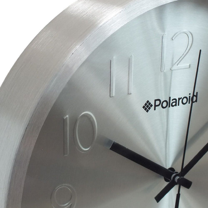 Polaroid Retro Wall Clock, Round, Silver, 25.2 cm