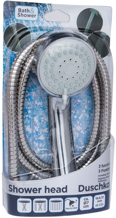 Bath & Shower 3 Function Shower Head Set, 7 cm, 3 pcs