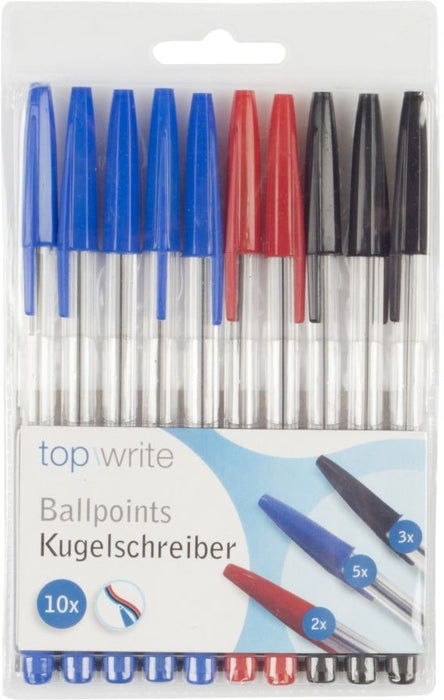 Top Write Balllpoint Pens, 10 ct