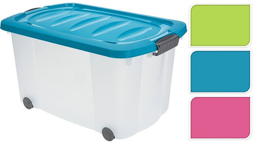 Storage Box with Lid and Wheels (Sepcify Color at Checkout), 60 L