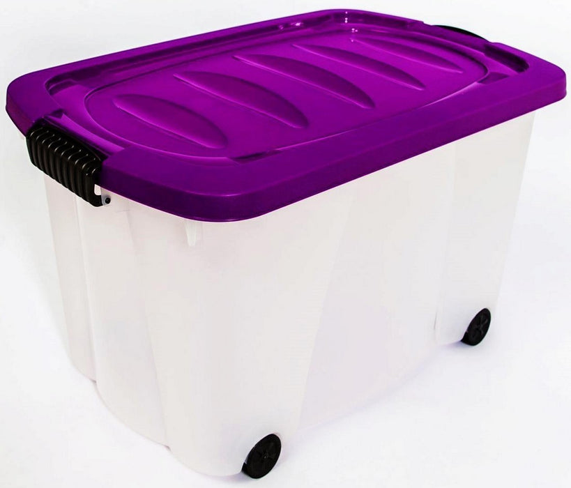 Storage Box with Lid and Wheels (Sepcify Color at Checkout), 60 L