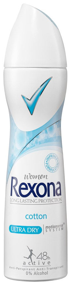 Rexona Deo Spray, Women Long Lasting Protection, Cotton Ultra Dry, 48H Active, 200 ml