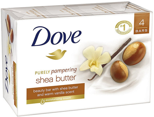 Dove Purely Pampering Beauty Bar Soap, Shea Butter, Multi Pack, 4 x 100 gr