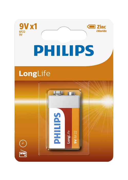 Philips Longlife 9V Battery, 1 pc