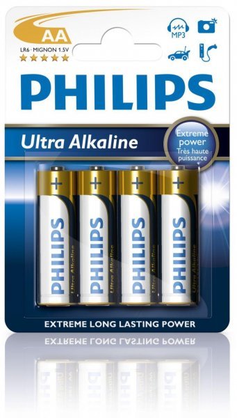 Philips Ultra Alkaline AA Batteries, 4 ct