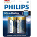 Philips Ultra Alkaline C Batteries, 2 ct